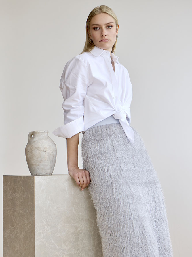 Fashion shoot beside a plinth in The Loft